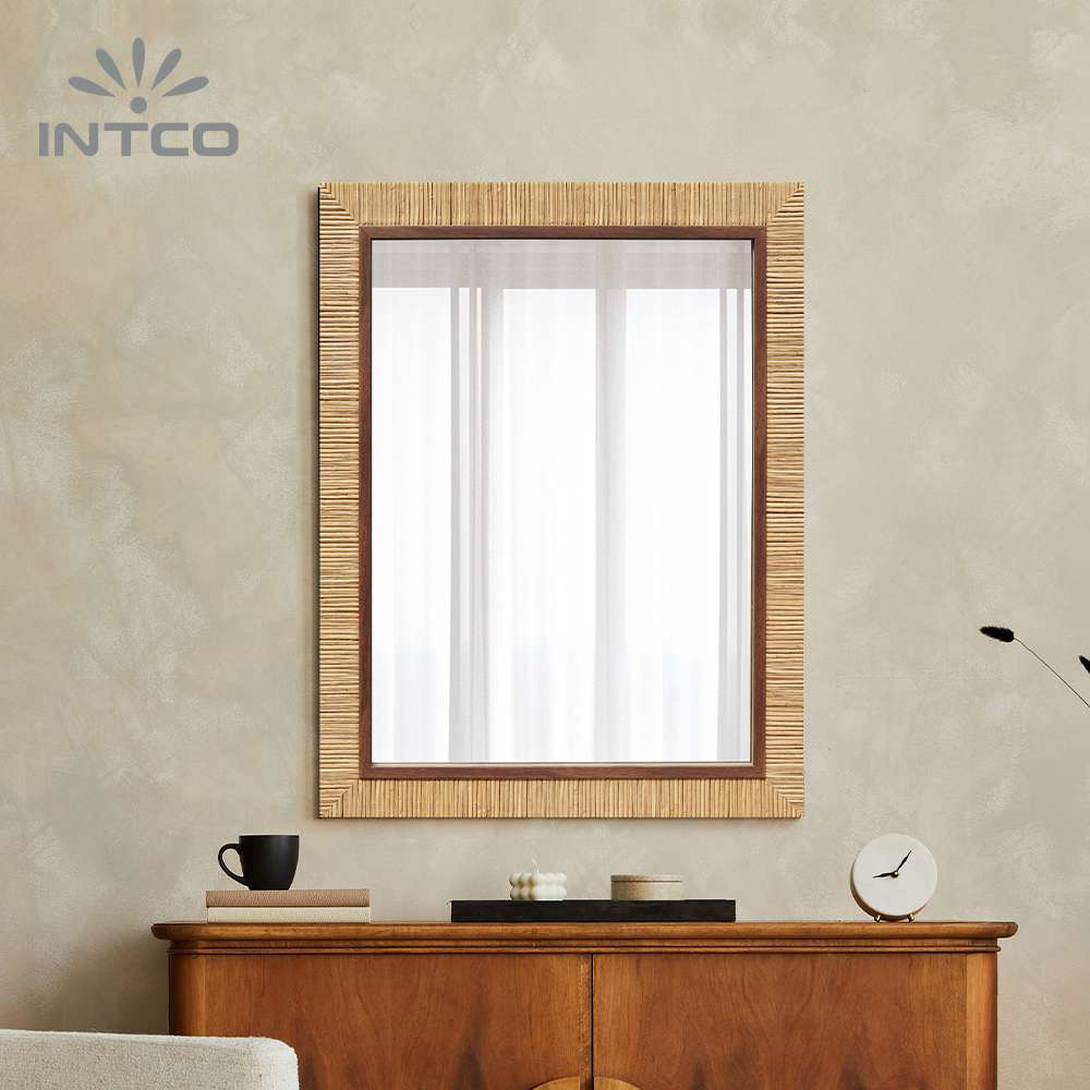 Intco wicker rattan wall mirror will bring stylish artistic appeal to your wall